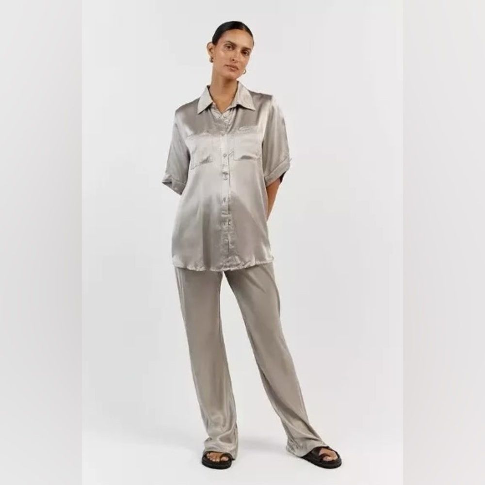 Dissh - Simone Pewter Satin Bias Cut Pant Size 6